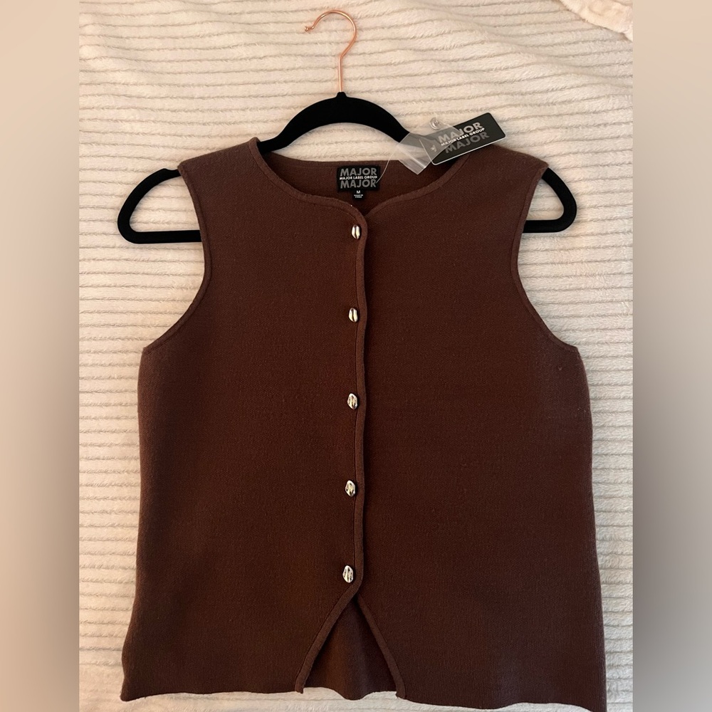 (3/$20) Brown Sweater Vest Top